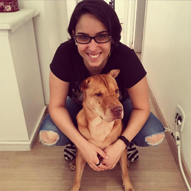 Livia and a large dog